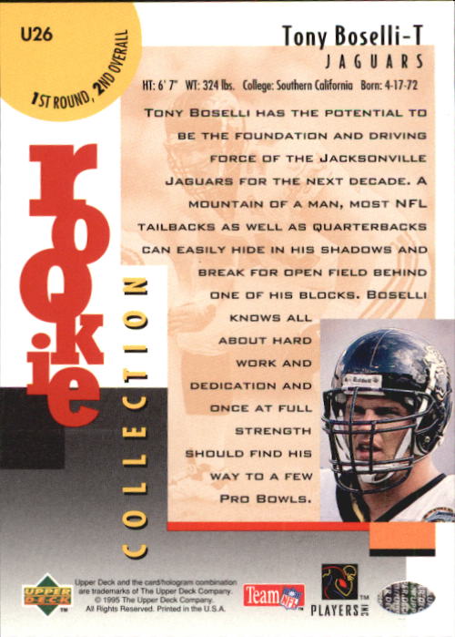 1995 Collector's Choice Update #U26 Tony Boselli - NM-MT