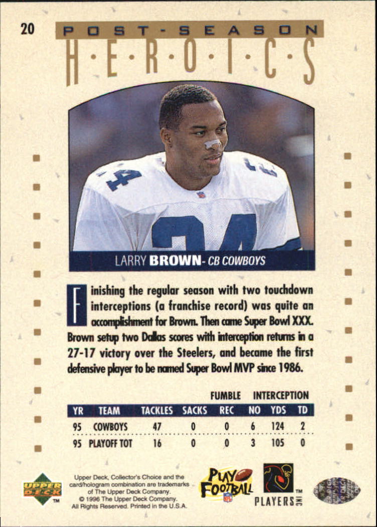 1995 Collector's Choice Update Post Season Heroics Gold #20 Larry Brown back image
