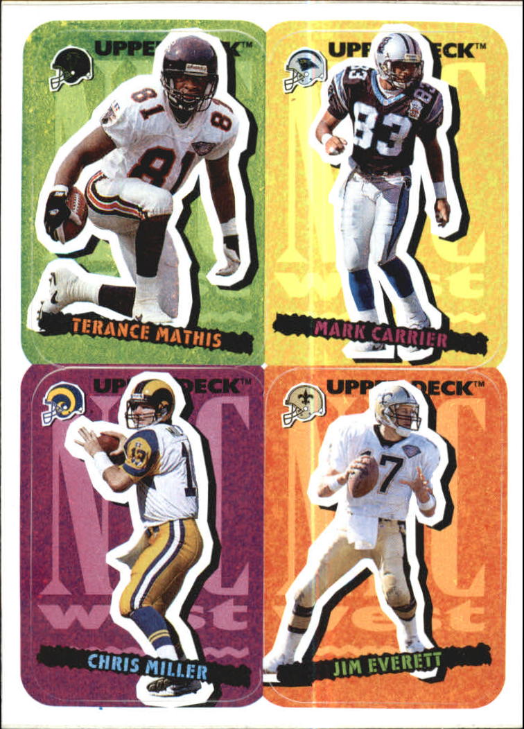 1995 Collector's Choice Update Stick-Ums #31 Mathis/Carr WR/C.Mill/Ever