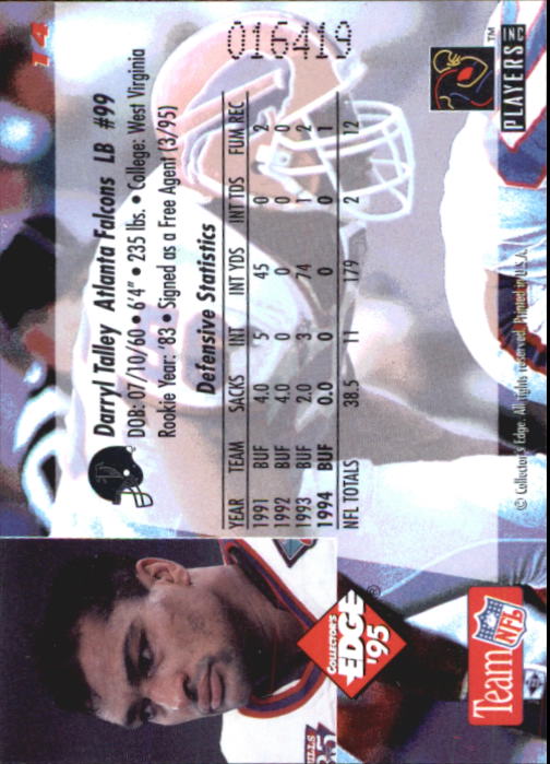 1995 Collector's Edge #14 Darryl Talley back image