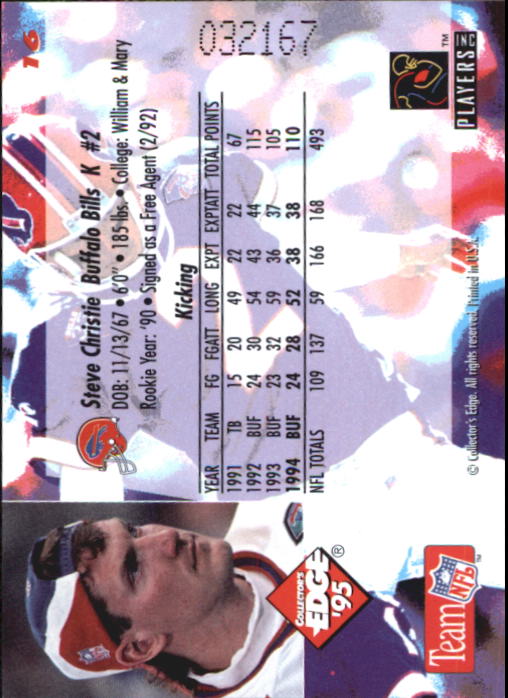 B1003- 1995 Collector's Edge FB #s 1-205 +Rookies -You Pick- 15+ FREE US SHIP - Picture 33 of 397