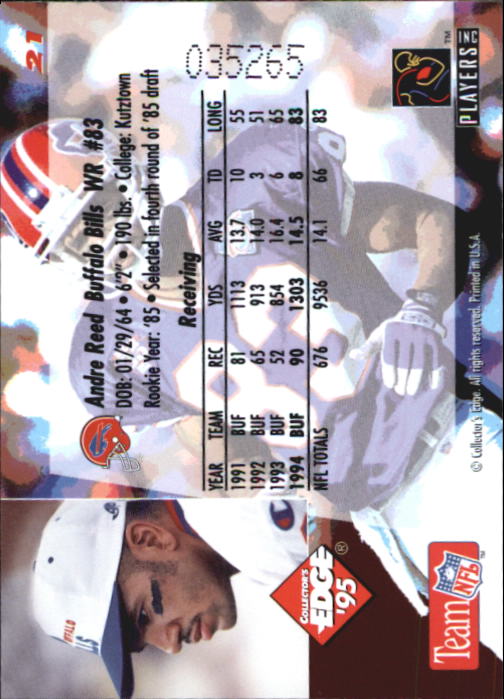 B1003- 1995 Collector's Edge FB #s 1-205 +Rookies -You Pick- 15+ FREE US SHIP - Picture 43 of 397