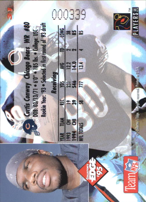 B1003- 1995 Collector's Edge FB #s 1-205 +Rookies -You Pick- 15+ FREE US SHIP - Picture 63 of 397