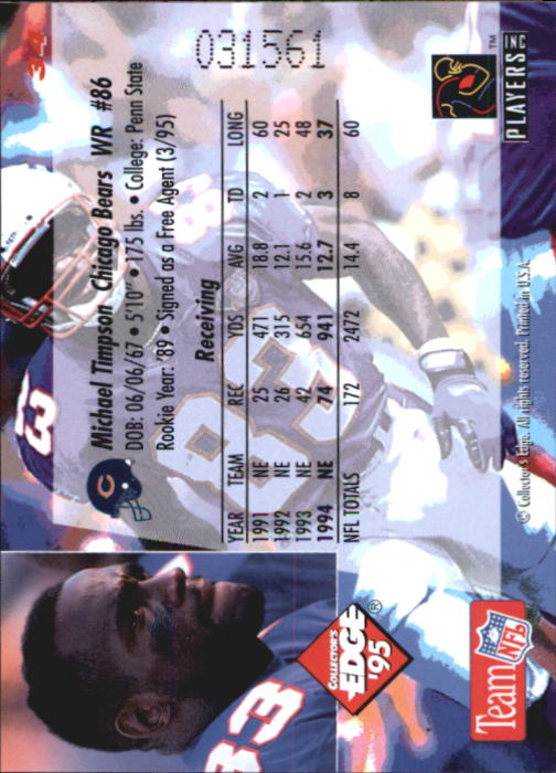 B1003- 1995 Collector's Edge FB #s 1-205 +Rookies -You Pick- 15+ FREE US SHIP - Picture 69 of 397
