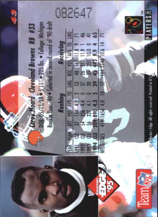 B1003- 1995 Collector's Edge FB #s 1-205 +Rookies -You Pick- 15+ FREE US SHIP - Picture 87 of 397