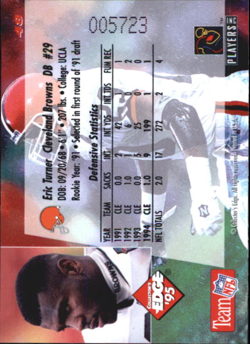 B1003- 1995 Collector's Edge FB #s 1-205 +Rookies -You Pick- 15+ FREE US SHIP - Picture 97 of 397
