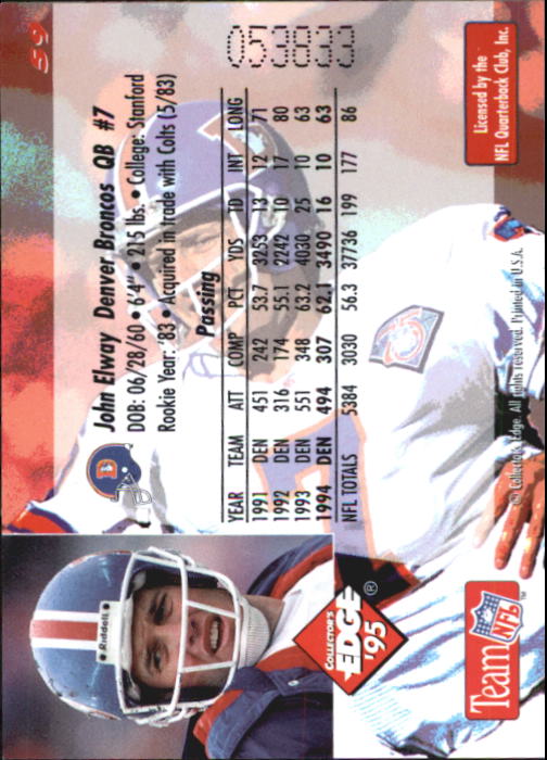 B1003- 1995 Collector's Edge FB #s 1-205 +Rookies -You Pick- 15+ FREE US SHIP - Picture 117 of 397