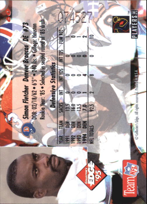 B1003- 1995 Collector's Edge FB #s 1-205 +Rookies -You Pick- 15+ FREE US SHIP - Picture 119 of 397