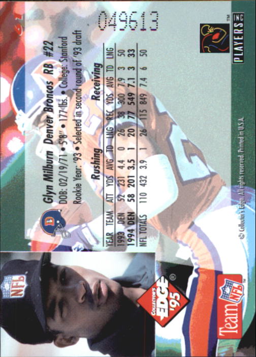 B1003- 1995 Collector's Edge FB #s 1-205 +Rookies -You Pick- 15+ FREE US SHIP - Picture 121 of 397