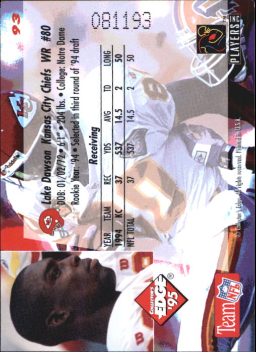 B1003- 1995 Collector's Edge FB #s 1-205 +Rookies -You Pick- 15+ FREE US SHIP - Picture 177 of 397