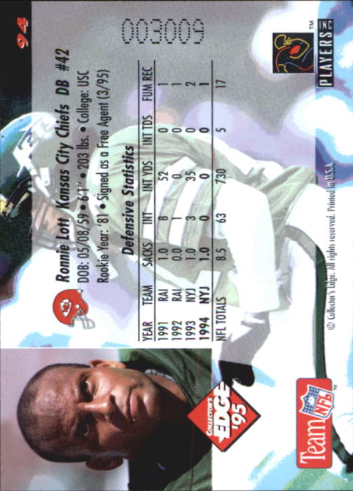 B1003- 1995 Collector's Edge FB #s 1-205 +Rookies -You Pick- 15+ FREE US SHIP - Picture 179 of 397