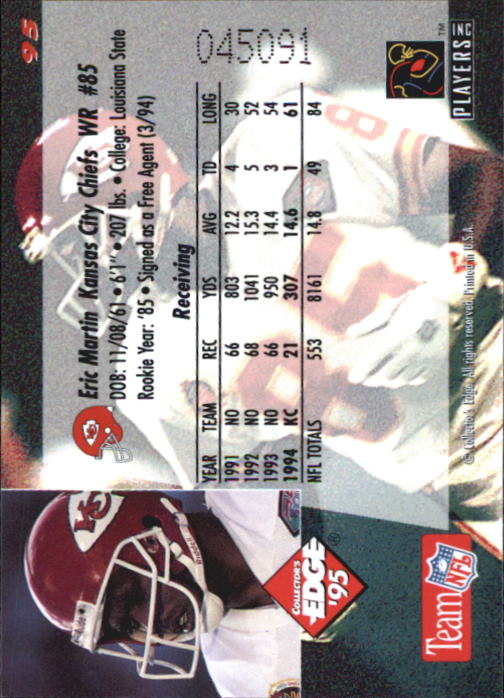 B1003- 1995 Collector's Edge FB #s 1-205 +Rookies -You Pick- 15+ FREE US SHIP - Picture 181 of 397