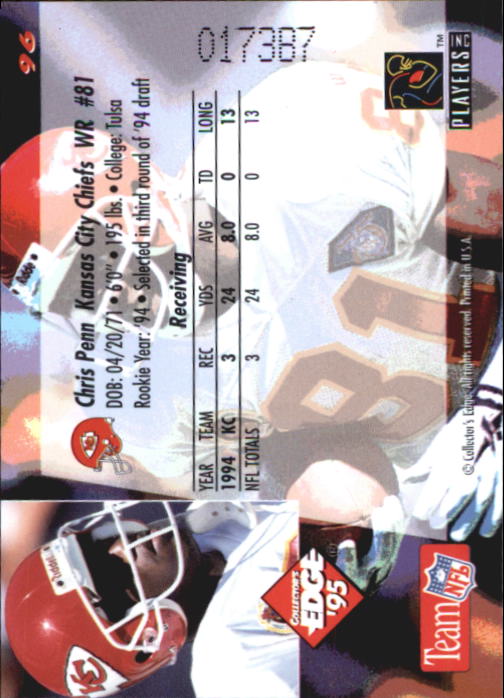B1003- 1995 Collector's Edge FB #s 1-205 +Rookies -You Pick- 15+ FREE US SHIP - Picture 183 of 397