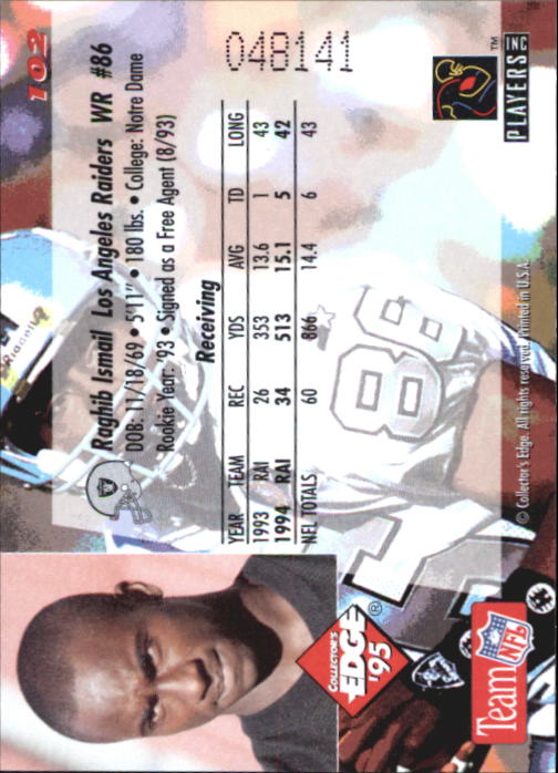 B1003- 1995 Collector's Edge FB #s 1-205 +Rookies -You Pick- 15+ FREE US SHIP - Picture 195 of 397