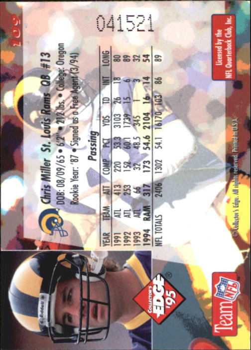 B1003- 1995 Collector's Edge FB #s 1-205 +Rookies -You Pick- 15+ FREE US SHIP - Picture 209 of 397