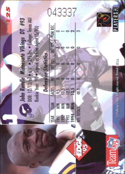 B1003- 1995 Collector's Edge FB #s 1-205 +Rookies -You Pick- 15+ FREE US SHIP - Picture 239 of 397
