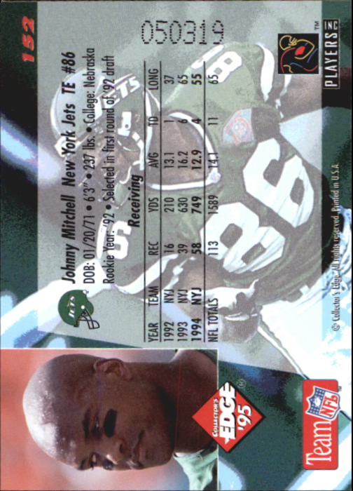 B1003- 1995 Collector's Edge FB #s 1-205 +Rookies -You Pick- 15+ FREE US SHIP - Picture 293 of 397