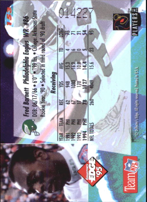 B1003- 1995 Collector's Edge FB #s 1-205 +Rookies -You Pick- 15+ FREE US SHIP - Picture 295 of 397