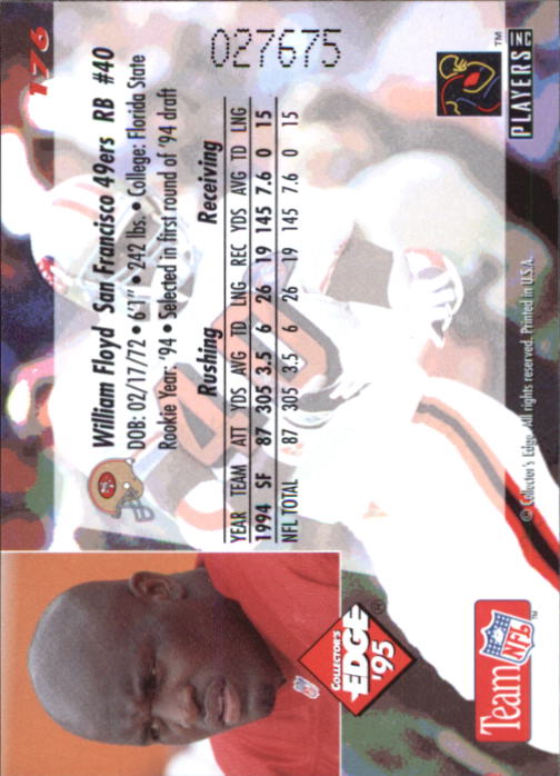 B1003- 1995 Collector's Edge FB #s 1-205 +Rookies -You Pick- 15+ FREE US SHIP - Picture 333 of 397
