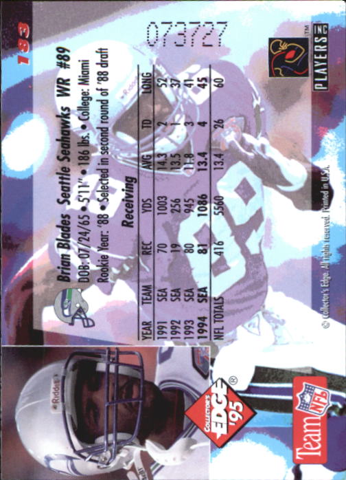 B1003- 1995 Collector's Edge FB #s 1-205 +Rookies -You Pick- 15+ FREE US SHIP - Picture 347 of 397