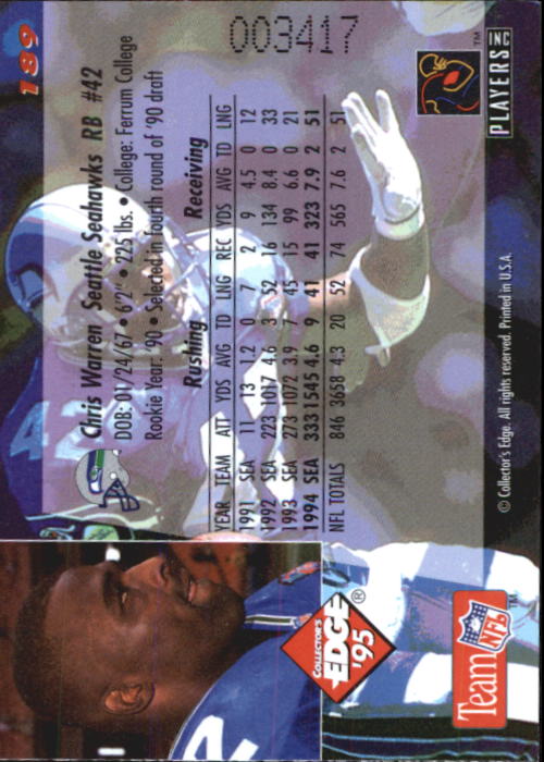 B1003- 1995 Collector's Edge FB #s 1-205 +Rookies -You Pick- 15+ FREE US SHIP - Picture 359 of 397