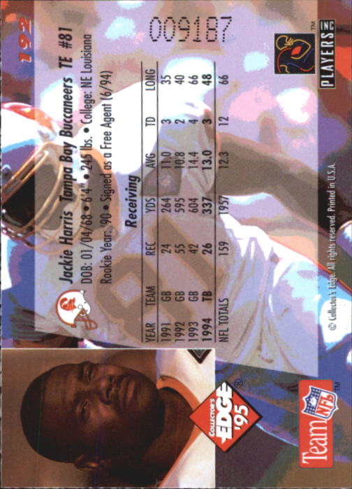 B1003- 1995 Collector's Edge FB #s 1-205 +Rookies -You Pick- 15+ FREE US SHIP - Picture 365 of 397