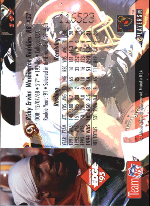 B1003- 1995 Collector's Edge FB #s 1-205 +Rookies -You Pick- 15+ FREE US SHIP - Picture 375 of 397