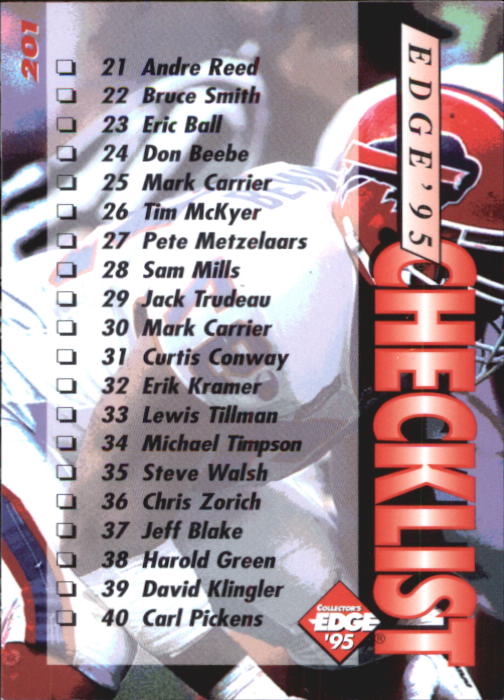 B1003- 1995 Collector's Edge FB #s 1-205 +Rookies -You Pick- 15+ FREE US SHIP - Picture 383 of 397