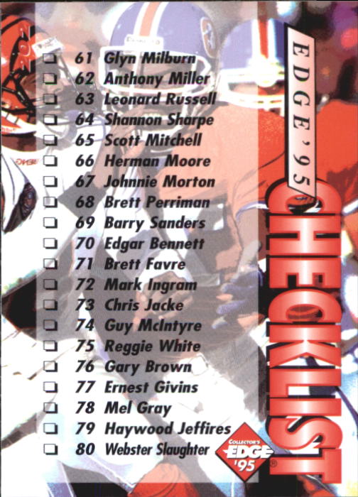 B1003- 1995 Collector's Edge FB #s 1-205 +Rookies -You Pick- 15+ FREE US SHIP - Picture 385 of 397