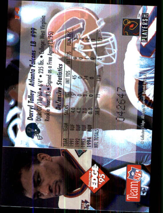1995 Collector's Edge Black Label #14 Darryl Talley back image