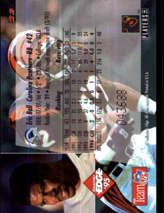 1995 Collector's Edge Black Label #23 Eric Ball back image