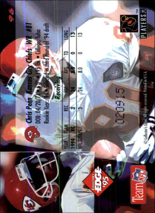1995 Collector's Edge Black Label #96 Chris Penn back image