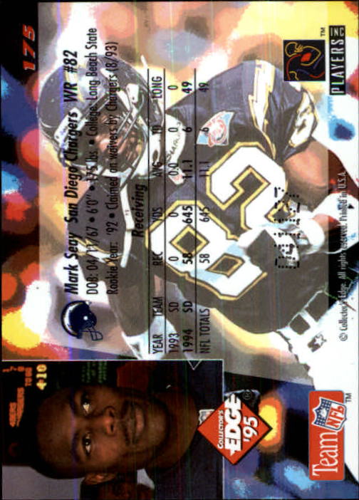 1995 Collector's Edge Black Label #175 Mark Seay back image