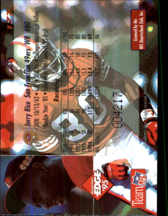 Jerry Rice Collector's Edge Black Label 1995 NFL Card #177 San