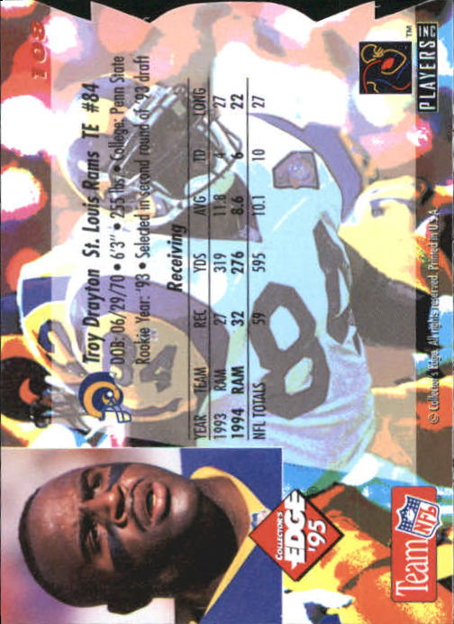 1995 Collector's Edge Die Cuts #108 Troy Drayton back image