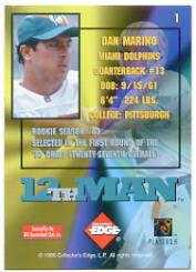 1995 Collector's Edge 12th Man Redemption #1 Dan Marino back image