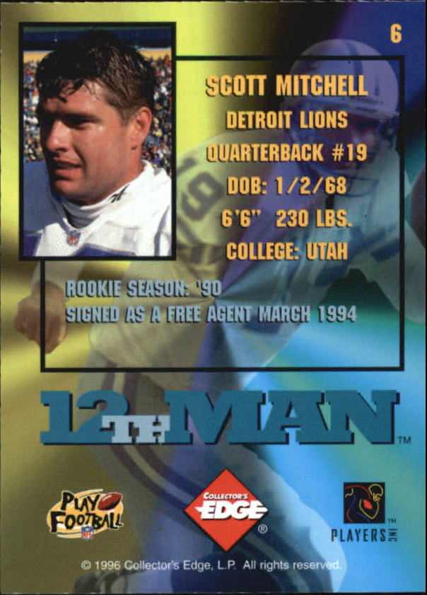 1995 Collector's Edge Football 12th Man Redemption Insert Singles - You Choose - Picture 11 of 48