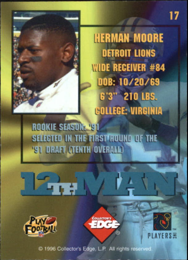 1995 Collector's Edge Football 12th Man Redemption Insert Singles - You Choose - Picture 32 of 48