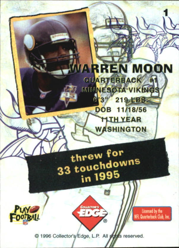 1995 Collector's Edge Nitro Redemption #1 Warren Moon back image