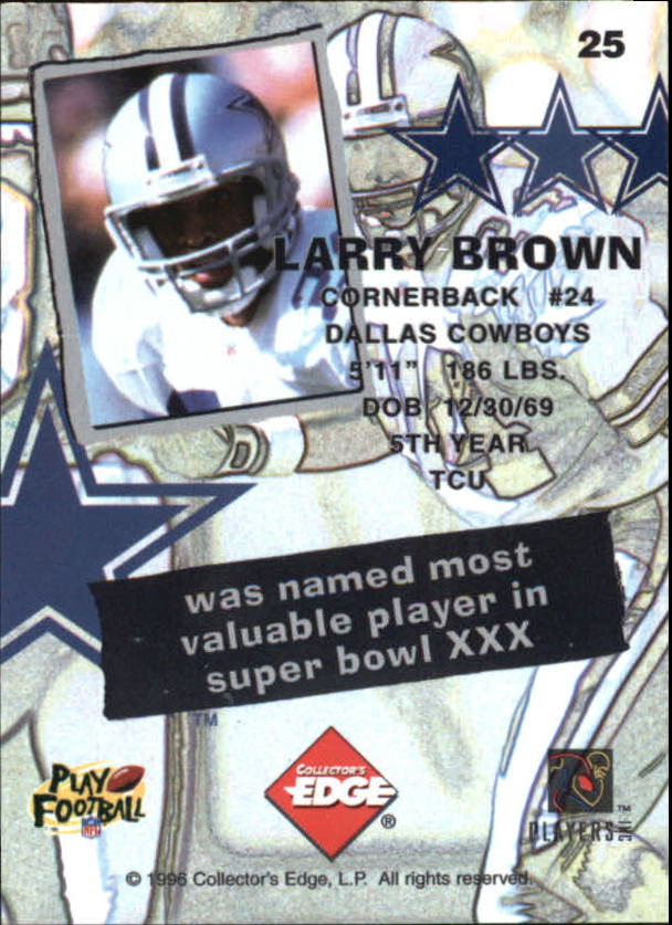 1995 Collector's Edge Nitro Redemption #25 Larry Brown back image