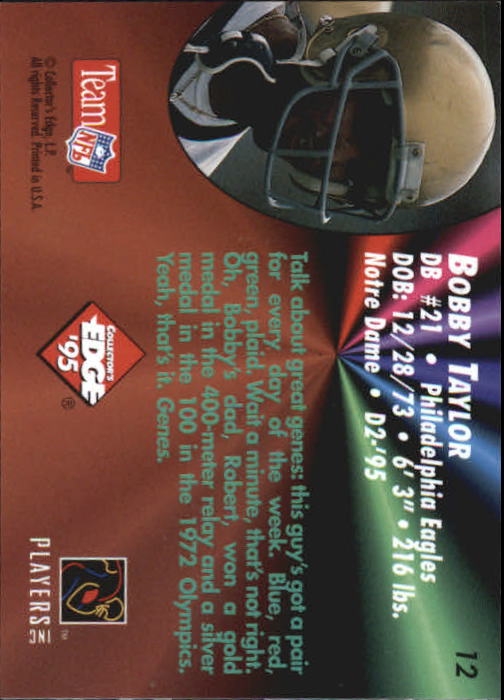 1995 Collector's Edge Rookies #12 Bobby Taylor back image