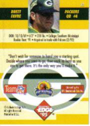 1995 Collector's Edge Instant Replay #13 Brett Favre back image