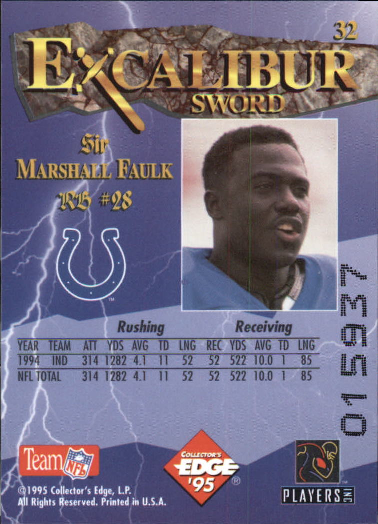 1995 Excalibur #32 Marshall Faulk back image