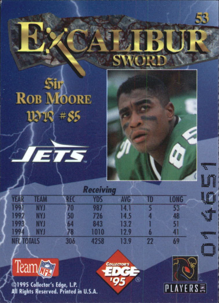1995 Excalibur #53 Rob Moore back image