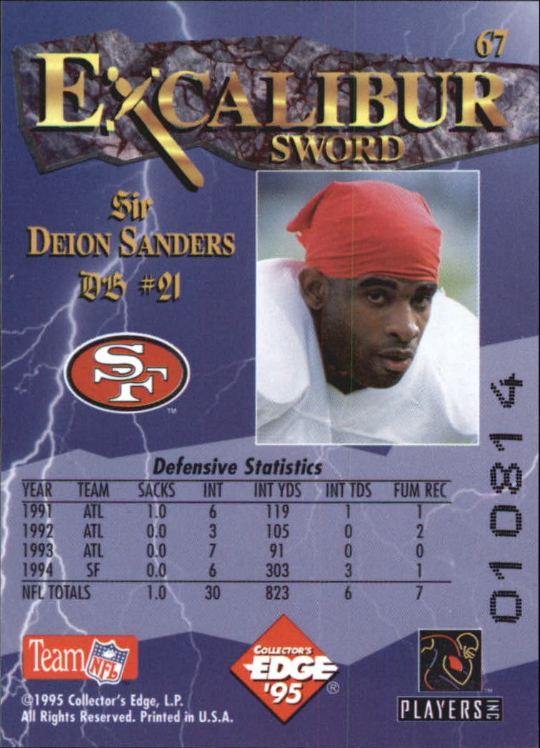 1995 Excalibur #67 Deion Sanders back image