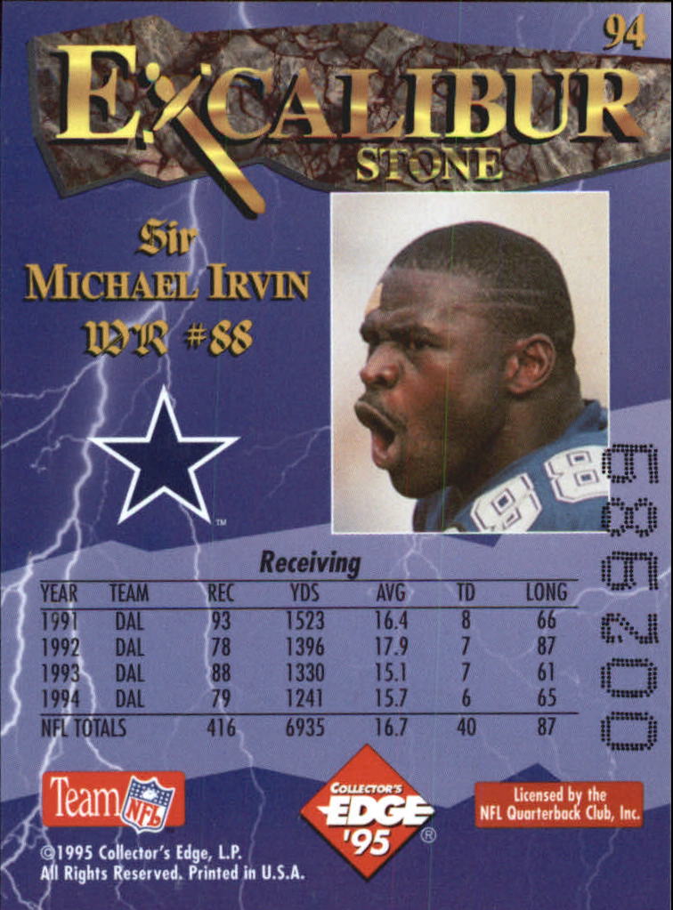 1995 Excalibur #94 Michael Irvin back image