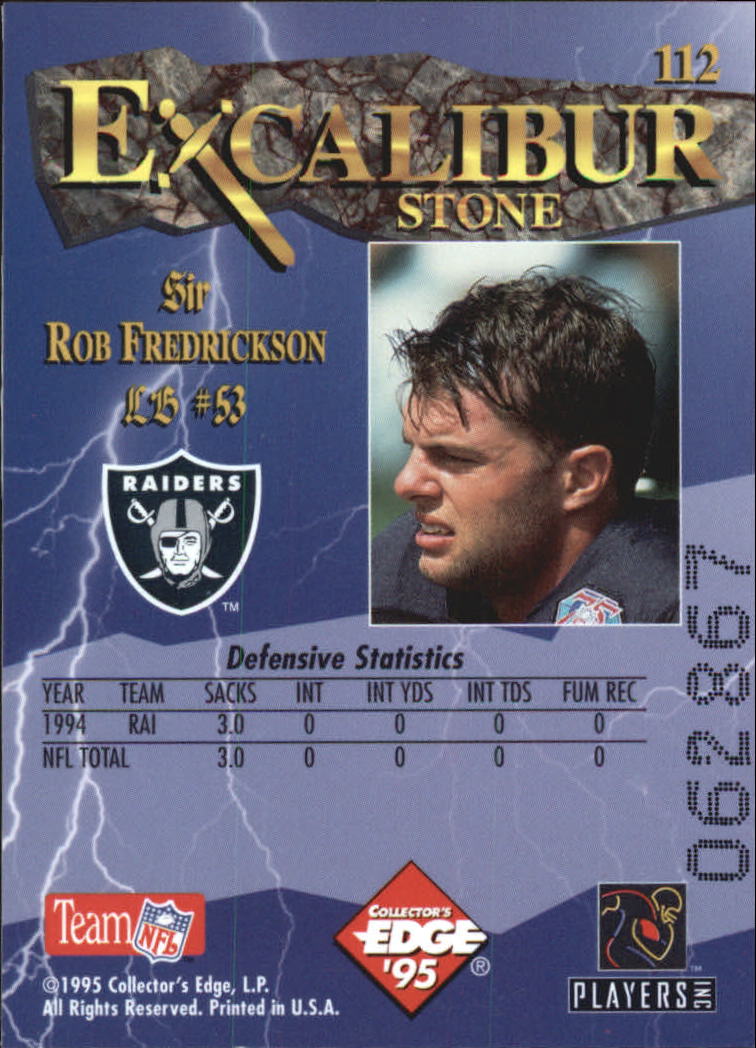 1995 Excalibur #112 Rob Fredrickson back image