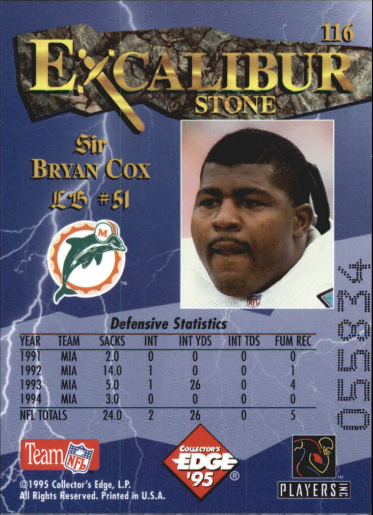 1995 Excalibur #116 Bryan Cox back image
