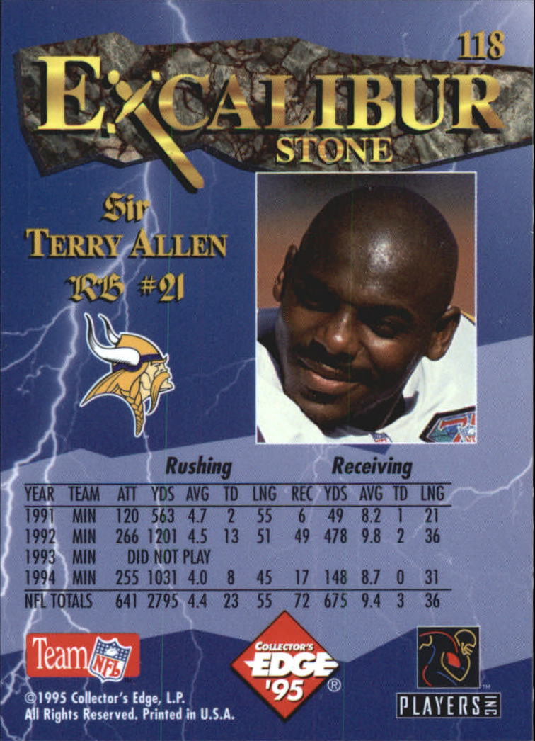 1995 Excalibur #118 Terry Allen back image