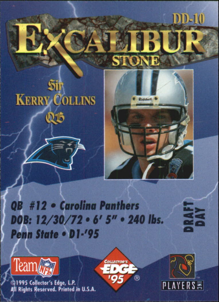 1995 Excalibur Challengers Draft Day Rookie Redemption Prizes #DD10 Kerry Collins back image